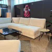 Schöner Wohnen-Kollektion - Ecksofa Garbo Stoff 6 Cord Snow Weiß Füße Kunststoff Schwarz Inklusive Longchair - 2