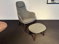 Vitra - Loungesessel Hal Stoff Credo SaltnPepper Grau Gestell Eiche Dunkel Inkl. Hocker - 3