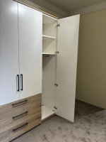 Musterring - Kleiderschrank Airline 100 Front Lack Bianco Weiß Matt Korpus Eiche Silea Griff 341 Schiefergrau Grau - 7