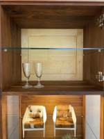 Scholtissek - 2er Set Vitrine Delano II Glas Optiwhite Weiß Glänzend Astiger Nussbaum Birke Natur Geölt Inklusive Beleuchtung - 7