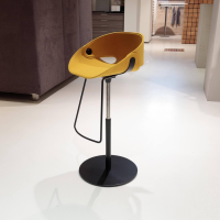 Tonon - 2er Set Barhocker Flat Stool Sitzschale Nordic Acqua Clean Gelb Bodenplatte Und Säule Stahl Matt Schwarz - 7