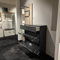 Sudbrock - Garderobenkombination Sina Melamin Und Glattlack Cosmos Schwarz Eiche Sahara Mit Beleuchtung - 6