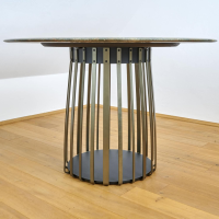 Janua - Esstisch Basket Stein Platte Rainforest Green Grün Gestell Messinglasur Bronze - 5