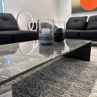 Minotti - Beistelltisch Linha Platte Marmor Grigio Orobico Grau Seitenteile Aluminium Braun - 8