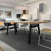 Arco - Esstisch Trestle Rectangular 2 Platte Eiche Massiv Weiß Geölt Gestell Aluminium Epoxy Lackiert Tiefschwarz - 7