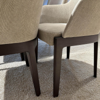 Molteni & C - 6er Set Stuhl Chelsea Stoff WF322 Wien Grau Und Leder L209 Extra Grau Beige Füße Eukalyptus Schwarz - 7