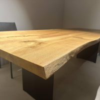 Paul Lindberg - Stammtisch Ruvio Planke Platte Eiche Wild Mitt Offenen Ästen Und Rissen Gestell Metall Bronze Lackiert - 7