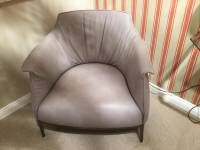 Poltrona Frau - Sessel Archibald Leder Century Talco Grau Gestell Verchromt - 12