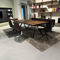 Girsberger - Sitzgruppe Stuhl Marel Und Bank Carim Leder Vitoria Ebony 2122 Dunkelbraun Braun Gestell Aluminium Schwarz - 4
