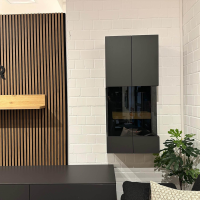 Loddenkemper - Wohnwand Minos 9806 Lack Schiefergrau Matt Absetzung Balkeneiche - 6