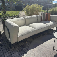 B&B Italia - Outdoor Sofa Borea Stoff Larice Bast 102 Lusso Beige Gestell Aluminiumblech Metall Anthrazit Lackiert Mit Abdeckung - 5