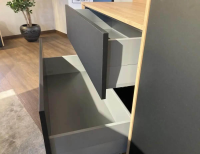 Global - Sideboard FMA Wildeiche Natur Nachbildung Front Lack Onyxschwarz Matt Metallfüße Schwarz - 2