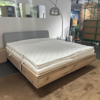 Team 7 - Bett Nox Wildeiche Weißöl Kopfteil Leder 71667 Hellgrau Inklusive Nachkästchen Und Matratzen - 13