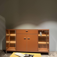 Mondo - Sideboard Alicante 20014 Lack Oxidrot Orange Griffe Chrom Matt Inklusive Beleuchtung - 4