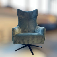 IP Design - Hochlehnsessel Flow Stoff City Velvet CA7832/137 Grau Blau Mit Sternfuß Schwarz Matt - 6