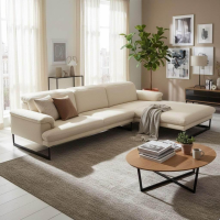 JOOP! - Ecksofa 8153 Studio Rohleder Stoff Q2 Uni Natur Beige Füße Metall Schwarz Mit Manueller Verstellung - 4