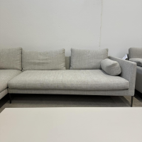 COR - Ecksofa Pilotis Stoff 9210 Sandgrau Grau Füße Schwarzchrom Inklusive Kissen Ohne Couchtisch - 9