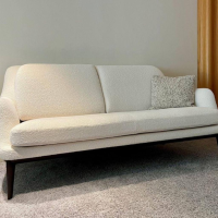 Bielefelder Werkstätten - Sofa Grace Stoff Queen 1775-171 Weiß Füße Wengefarbig Braun Gebeizt Inkl. Dekokissen - 6