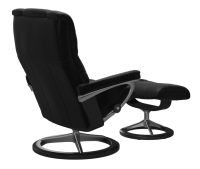 Stressless - Stressless Mayfair M Leder Batick Black Schwarz Gestell Signature Metall Alu Poliert Holz Schwarz Mit Hocker - 5