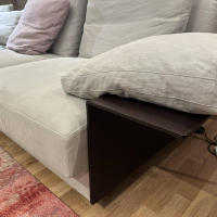 Walter Knoll - Ecksofa Grand Suite Stoff Lino 7707 Shadow Grau Beige Untergestell Massivholz Schwarz Lackiert Inkl. Ablage Leder Saddle Coffee Braun - 5