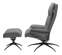 Stressless - Sessel Tokyo Stoff Calido 11 Light Grey Grau Gestell Star Metall Schwarz Inklusive Hocker - 2