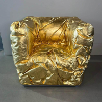 Edra - Sessel Sponge Metallisiertes Leder PLX Gold - 2