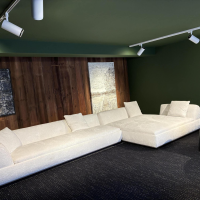 Minotti - Sofalandschaft Supermoon Stoff Teddy 01 Gesso Beige Creme Rahmen Bronze Glänzend Lackiert - 6