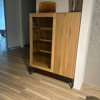 Contur - Highboard Mileto C Asteiche Gebürstet Geölt Gestell Metall Schwarz Mit LED Beleuchtung - 2