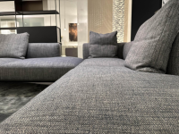 Walter Knoll - Ecksofa Jaan Living Stoff Togba Blue Bronze Grau Füße Metall Matt Bronze Pulverbeschichtet Inklusive Ablageboard Schwarz - 7