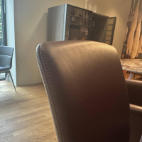 Draenert - 4er Set Armlehnstuhl Luma 2063 I Leder II Elmosoft 95006 Dark Purple Violett Gestell Stahlrohr Matt Chrom - 4