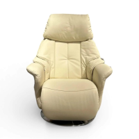 himolla - Sessel 7417 Easy-Swing Leder Longlife Auster Creme Tellerfuß Metall Edelstahloptik Inkl. 2-Motorische Aufstehhilfe - 8