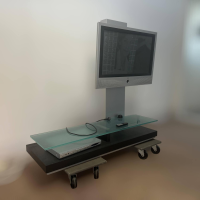 Bacher - TV Regal Adabar Metall Silber Glasplatte Elektrisch Höhenverstellbar Mit Rollen - 2