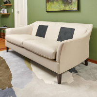 Bielefelder Werkstätten - Sofa Saloni Leder Normandie Kiesel BW 0140 020 Beige Gestell Eiche Wengefarbig - 11