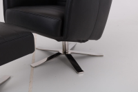 Werther - Sessel Max Leder L7360B Schwarz Fußkreuz Edelstahl Poliert Inklusive Hocker - 2