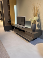 minottiitalia - Wohnwand Inpiedi Lack Interno Metall Gold Lack Coffee Braun Inklusive LED Beleuchtung - 3