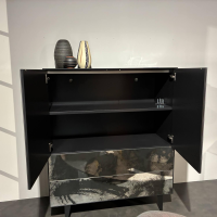 Piure - Highboard Nex Glamour Front Lack Ml02 Luna Silber Schwarz Korpus Und Gestell Mattlack P43 Coal Schwarz - 3