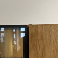 Team 7 - Wohnwand Eiche Natur Geölt Farbglas Graphitgrau Matt Vitrine Rauchglas Inklusive LED Beleuchtung - 2