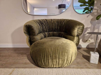 Bretz - Sessel Balaao Stoff  Velour Salvia 66 8439 Grün mit Hocker - 6