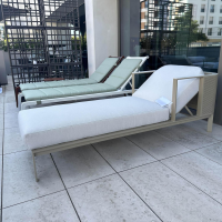 Gandia Blasco - Chaiselounge Solanas Tumbona Auflage Stoff Soft Duo Crudo 07 Beige Grau - 6