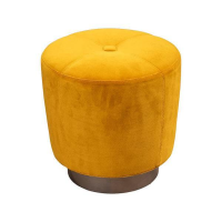 Minotti - 2er Set Hocker Jacques Stoff Hunt Gelb Sockel Metall Bronzefarbig Lackiert - 3