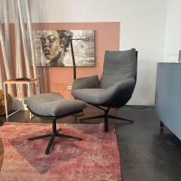 COR - Lounge Drehsessel Cordia Leder Semi 286 Schwarz Gestell Schwarz Inklusive Hocker und Filzgleiter - 2