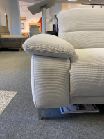 Carina - Ecksofa Modell 1220 Stoff Feincord Silber Grau PG2 Füße Chrom mit Hocker - 2