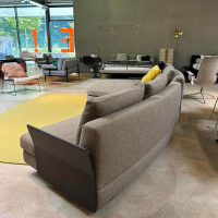 Walter Knoll - Sofagruppe Tama Living 822 Stoff Puro Mineral Grau Braun Kufen Nussbaum Geölt Inklusive Tischplatte Und Kissen - 7