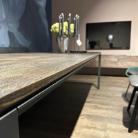 Janua - Tisch S600 Platte Eiche Geräuchert Anthrazit Geölt Und Gebürstet Gestell Rohstahl Lasur Double Brand Color Schwarz - 2