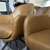 Gealux - 6er-Set Drehstuhl Tucson Leder Brown Braun Gestell Schwarz Drehbar - 3