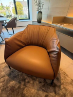 Poltrona Frau - Sessel Archibald Large Leder SC 57-Torba Braun Gestell Metall - 3