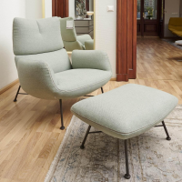 COR - Armchair Jalis Lounge Fabric 8305 Mint green Green Gray Wire frame 01 Black brown Including stool - 12