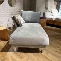 Brühl - Functional Lounger Tam Fabric Dess 2813 93 Grey Frame Metal Shiny Chrome-plated Side Backrest Adjustable And Foldable With Pointed Cushion - 3