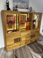 Natura - Highboard Hartford Eiche Natur Geölt Rückwand Massiv Sandgestrahlt Inklusive Beleuchtung - 6