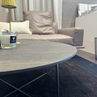 Molteni & C - Couchtisch Trevi TNR3 Platte Rund Eichenholz Grau Gestell Metall Zinnfarbig - 5